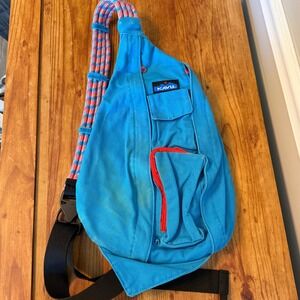Kavu Rope Sling Bag Backpack Blue Red Rope Strap Hiking Festival Camping